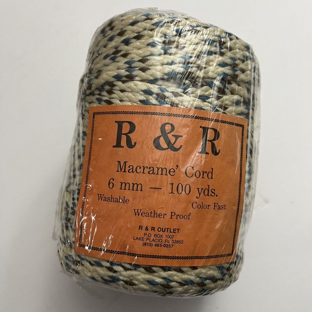 R & R Macrame Cord 6MM 100 YRD Beige Brown Blue Craft DIY Knit Knotting Weaving